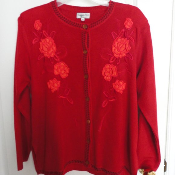 Unique International Women Red cardigan sweater - Picture 1 of 8